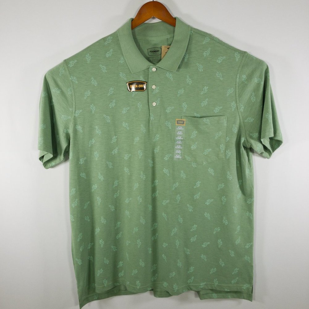 Light Green Cactus Quick-Dri Polo Tee Shirt 3XLT - Picture 2 of 7